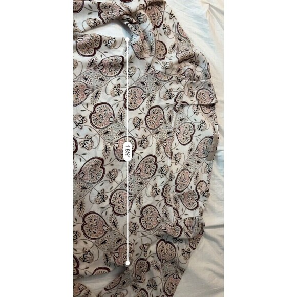 LOFT Floral Blouson Long Sleeve Blouse Top Pink Cream Square Neck Size Small - Picture 9 of 15